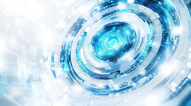 A futuristic technology background with a blue circular design photo
