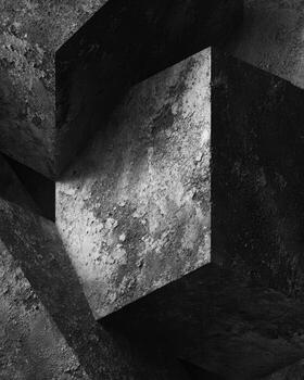 resumen ver de geométrico hormigón bloques con contrastando texturas en monocromo estilo foto