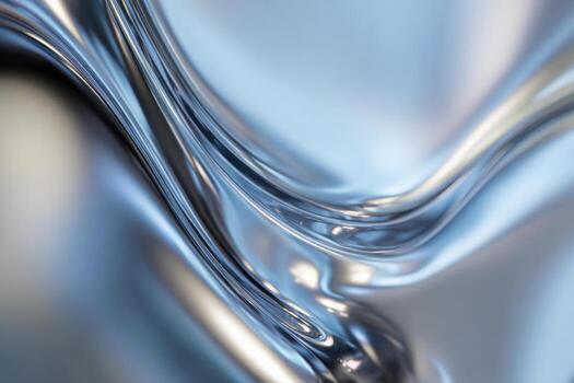 Smooth and reflective silver liquid metal surface with flowing curves creating a futuristic and abstract background effect in cool blue tones photo
