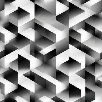 Abstract geometric pattern in grayscale with 3d cube illusion photo
