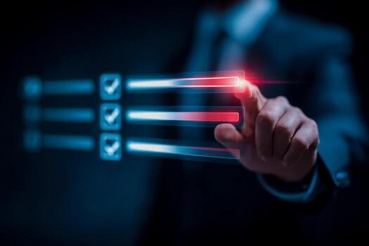 Digital progress check with highlighted task completion progress photo