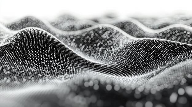 Abstract black and white wave pattern with dotted texture photo