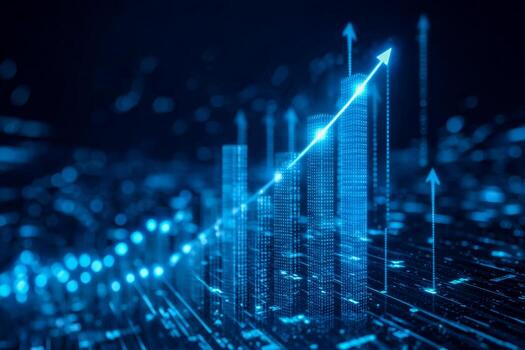Digital growth and upward trend in data analytics visualization photo