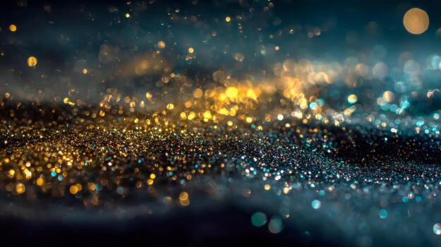 Abstract glow of shimmering sparkling lights with bokeh effect photo