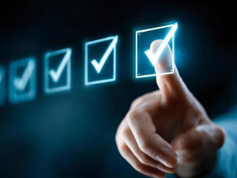 Digital touch interface of completing a task or confirmation process photo