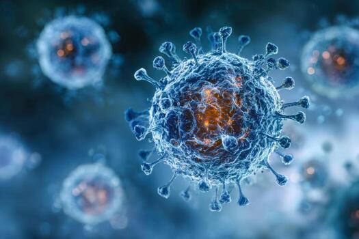 de cerca de un virus partícula demostración detallado superficie estructura y interno componentes foto