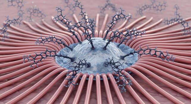 Microscopic View of Cellular Structure with Molecular Interactions. photo