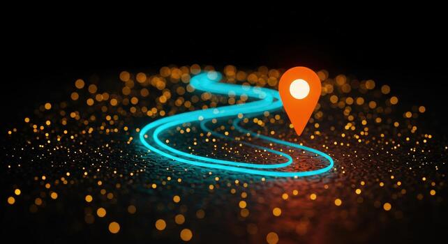 Abstract navigation path with location marker photo