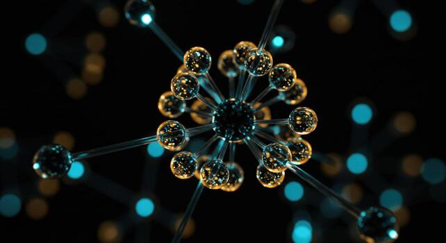 Abstract molecular structure connection with spheres and lines background photo