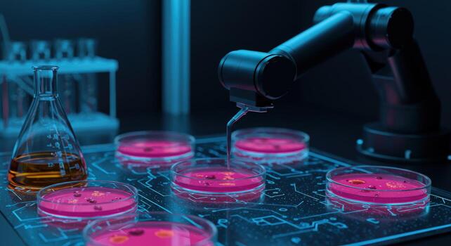Automated laboratory science robotics arm experiment photo