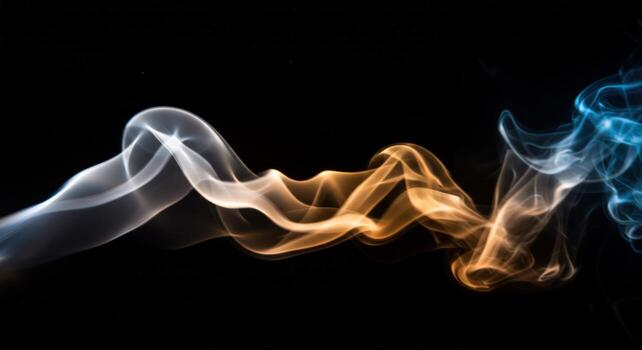Abstract smoke art with dynamic flow and color transition on black background photo