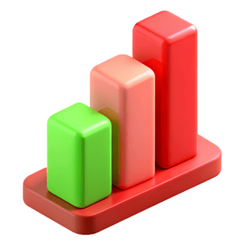 3d icoon van drie kleurrijk bar diagram elementen vertegenwoordigen groei, geïsoleerd Aan transparant achtergrond png