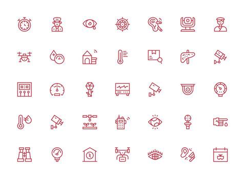 35 Regular Clean Line Icons for Monitoring Graphics Icon Set for Projects vector