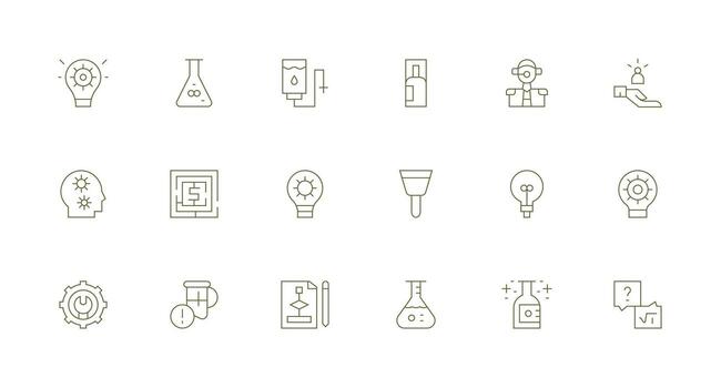 mínimo línea íconos desde solución conjunto con 18 vectores línea icono colección