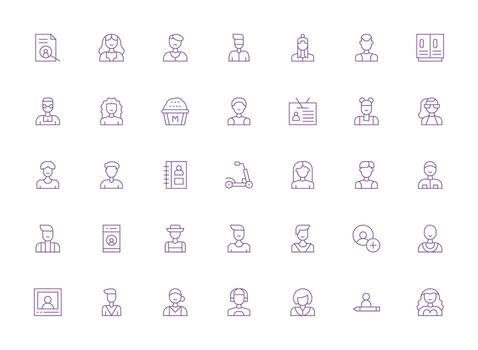 Individual Set with 35 Light Line Icons Simple Icons for Interface and Wireframes vector