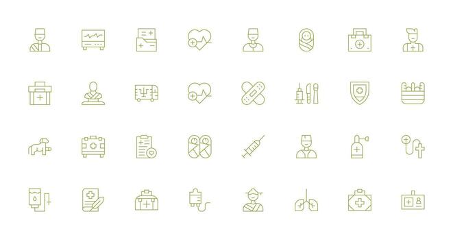 Hospital featuring 32 Icons in Thin Line Design Interface Icons for Daily Use vector