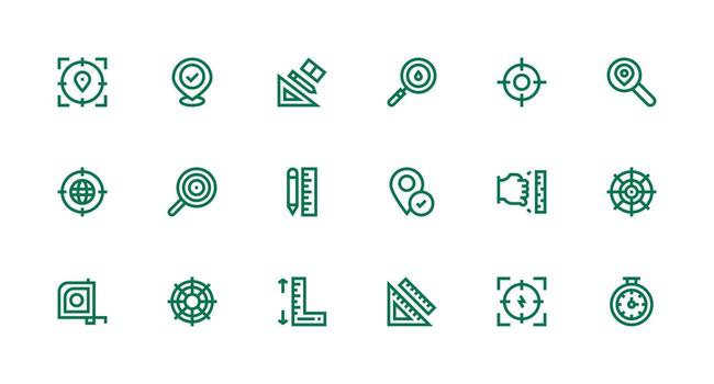 Precise including 18 Strong Stroke Line Illustrations Well-Structured Icons for Creative Use vector