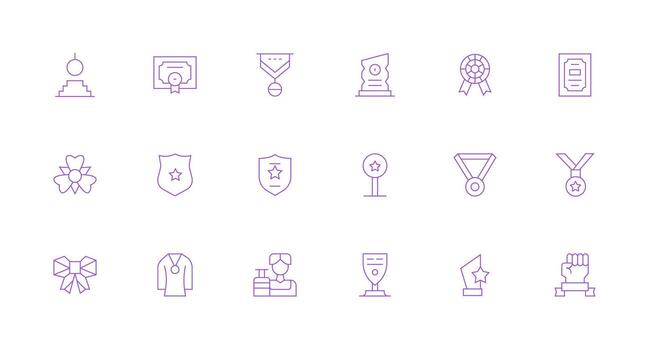 Honorary Set with 18 Minimal Line Icons High-Resolution Icons for Any Platform vector