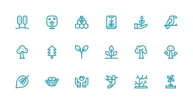Ecology featuring 18 Icons in Strong Stroke Line Design UI and UX Focused Icon Collection vector