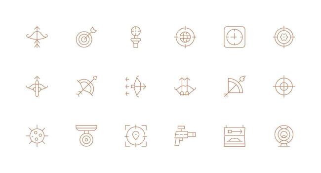 18 Aiming Icons in Minimal Line Aesthetic Simple Icons for Interface and Wireframes vector