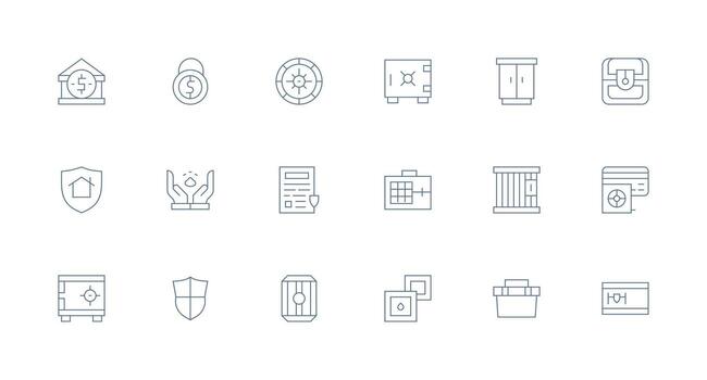 18 Minimal Line Icons for Safekeeping Graphics Icon Set for Apps vector