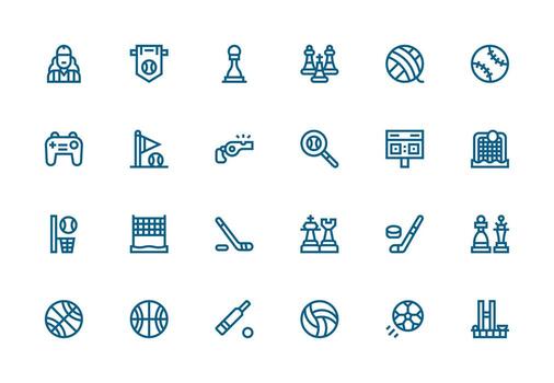 24 Icons for Gameplay in Thick Line Line Format Layout Icon Collection vector