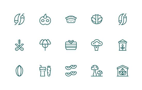 Regular Line Icons from Vegetable Set with 15 Vectors Reusable Icon Set