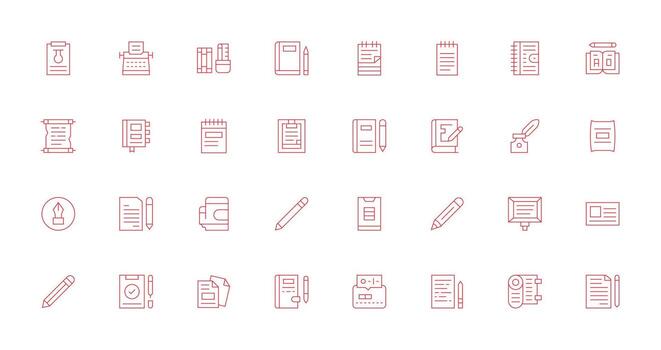 Notepad Set with 32 Thin Line Icons Minimal Icon Set for Interface Projects vector