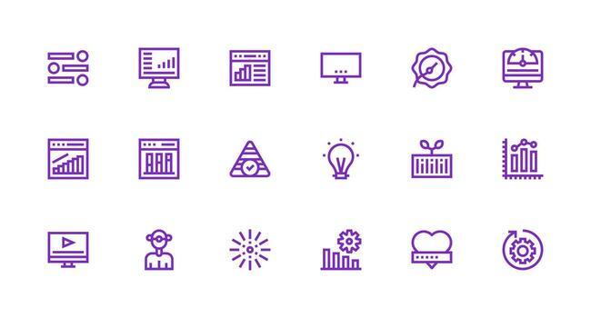 18 Icons for Progress Bar in Strong Stroke Line Format Multi-Style Icon Collection vector