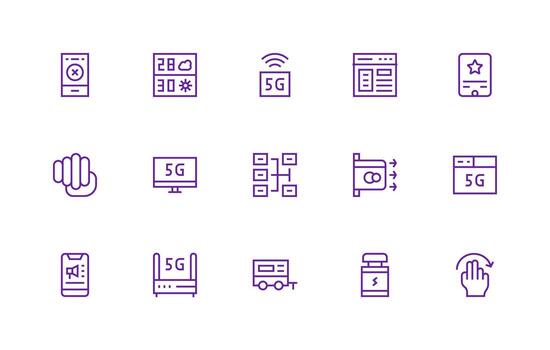 Mobile Set with 15 Regular Line Icons Essential Icon Set for Teams vector