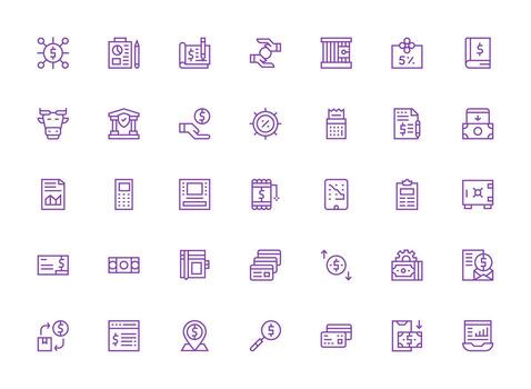 Regular Clean Line Icons from Financial Set with 35 Vectors Interface Icon Collection