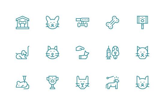 15 Icons for Veterinary in Regular Line Format Pixel Perfect Icon Set vector