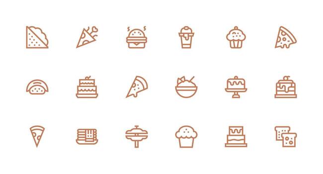Topping Icon Collection with 18 Strong Stroke Line Designs Balanced Icon Set for Functional Design vector