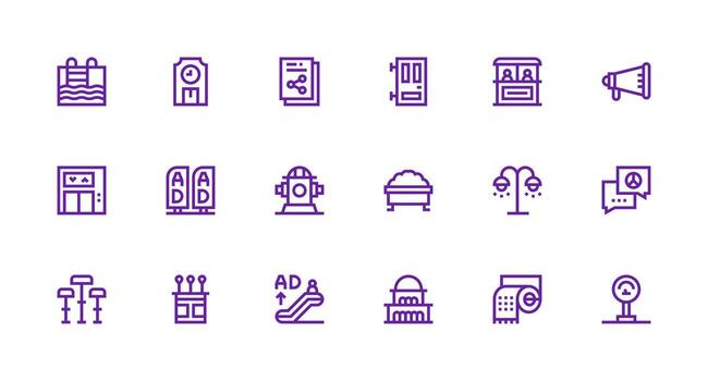 18 Strong Stroke Line Style Icons from Public Collection Quick Access Icons for UI Development vector