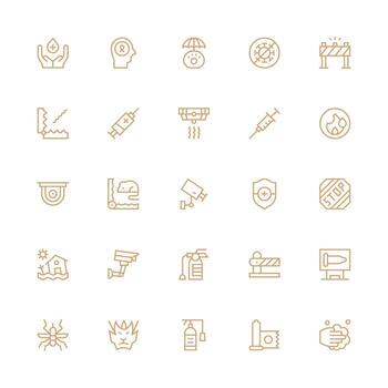 Prevention Design Icons featuring 25 in Medium Stroke Outline Style Versatile Icon Collection for Designers vector