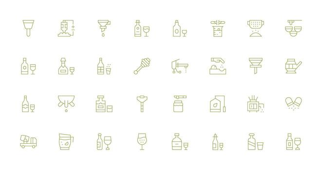 Thin Line Icons from Pouring Set with 32 Vectors Scalable Icons for All Themes