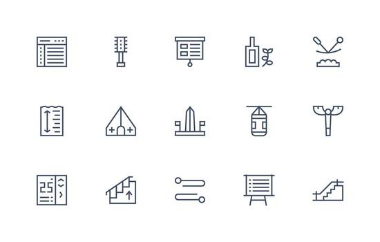Vertical featuring 15 Icons in Regular Line Design Standard Icon Pack vector