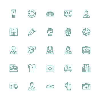 First Aid Icon Collection with 25 Medium Stroke Outline Designs Scalable Icons for Cross-Platform Interfaces vector