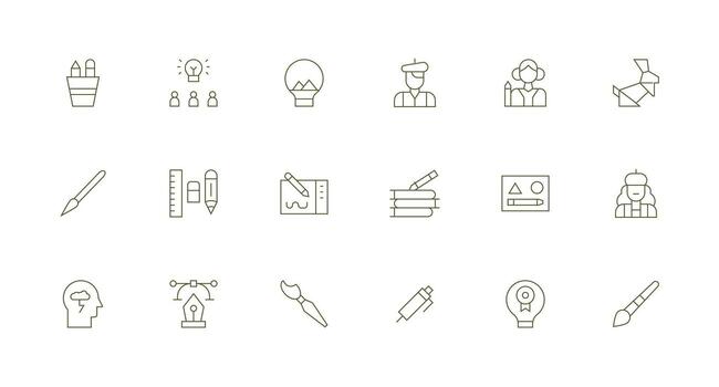 18 Icons for Creative in Minimal Line Format Digital Product Icons for Fast Delivery vector