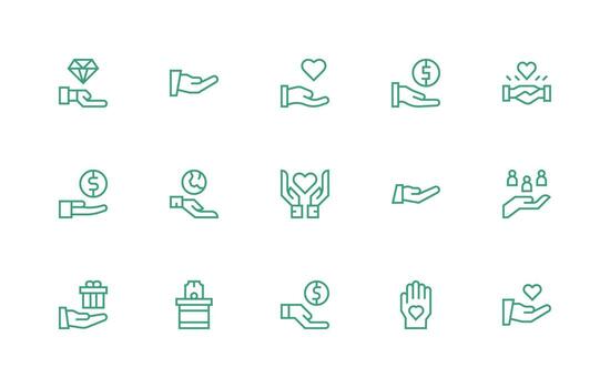 15 Regular Line Vectors for Giving Theme Detailed Icon Collection for Design Systems