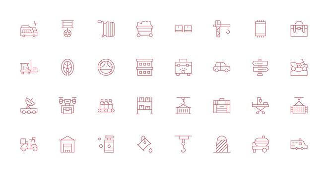 Transport Icon Set with 32 Thin Line Graphics Multi-Purpose Icon Pack for Templates vector
