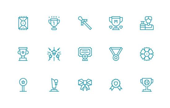 15 Icons for Accolade in Regular Line Format Essential Icon Set for Teams vector