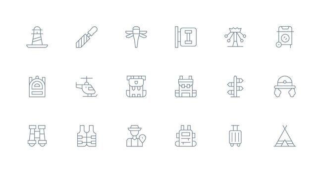 18 Minimal Line Vectors for Tourist Theme Clear and Concise Icon Set Collection