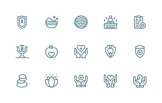 15 Icons for Wellbeing in Regular Line Format Quick Access Icons for UI Development vector