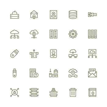 Medium Stroke Outline Icons from Digital Storage Set with 25 Vectors Professional Icon Pack for Development Work