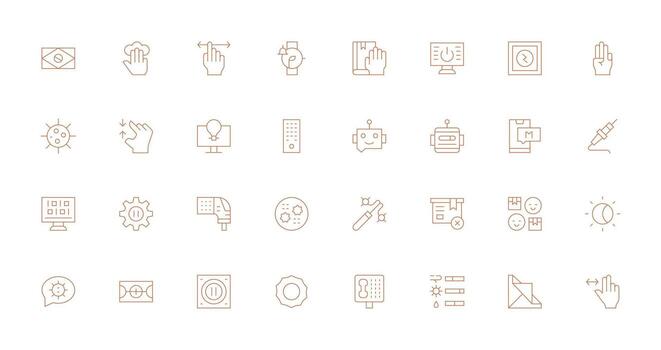 interfaz diseño íconos presentando 32 en Delgado línea estilo escalable icono paquete vector