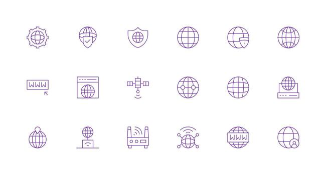 Minimal Line Style Global Network Icons with 18 Vectors Design Ready Icon Set for Teams