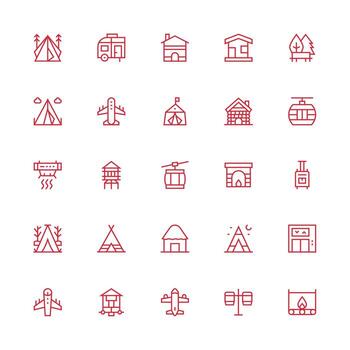 Medium Stroke Outline Icons from Cabin Set with 25 Vectors Customizable Icon Series for Mobile Screens