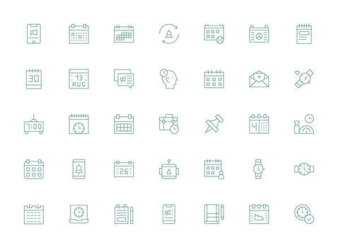 Reminder Visual Pack containing 35 Light Line Icons Fully Editable Icon Set for Web vector