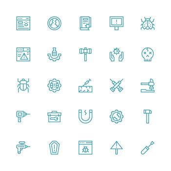 Fix Set with 25 Medium Stroke Outline Icons Web Icon Collection vector